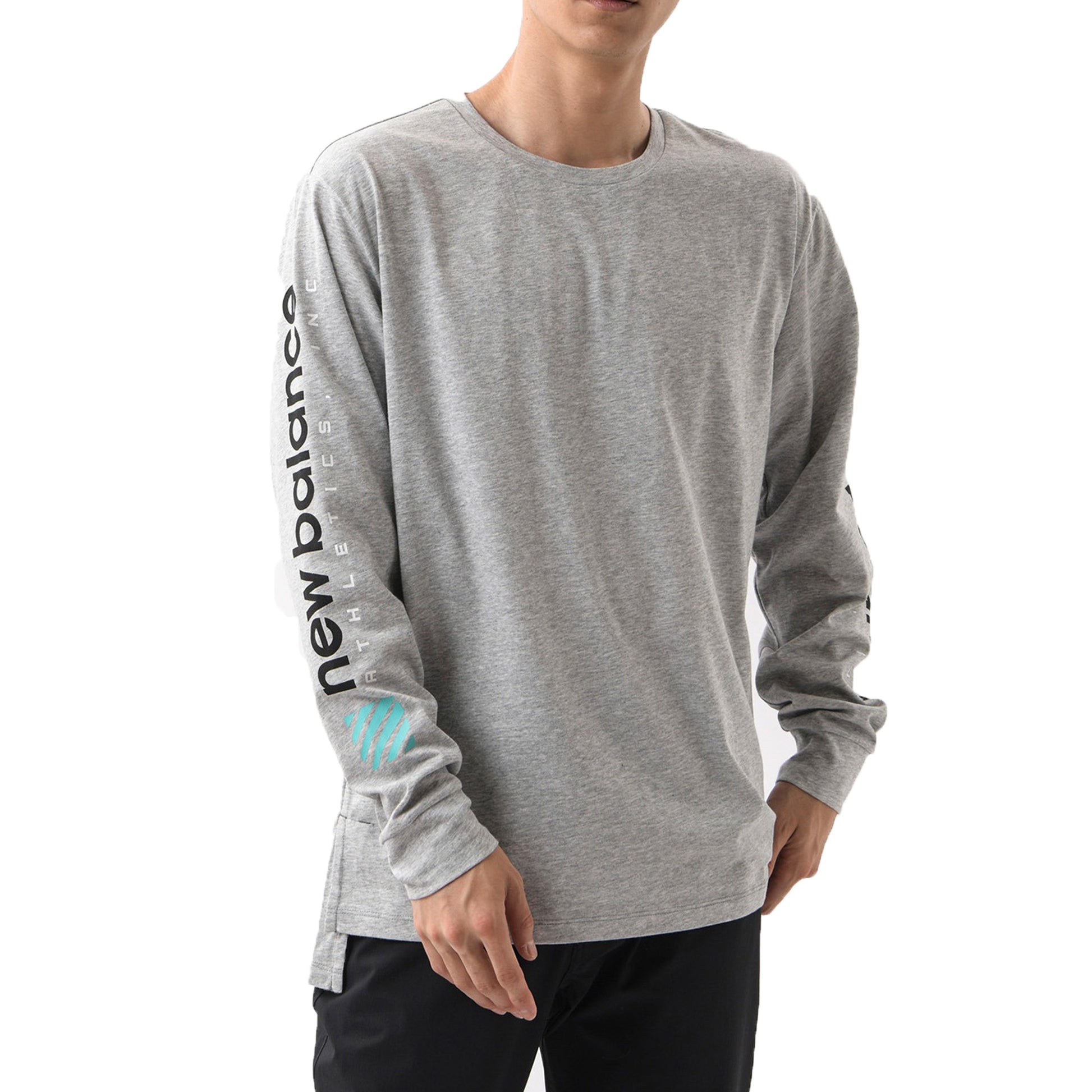 New Balance R.W.T. Graphic Long Sleeve Heathertech Tee Men's Grey AMT03063-AG