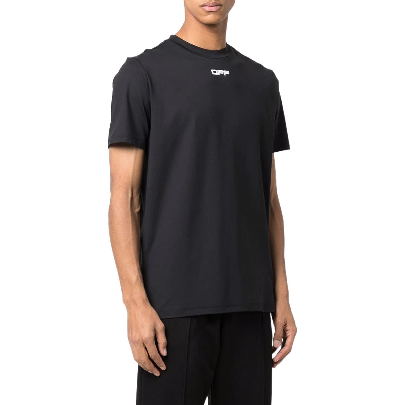 Men's Off-White FW22 Logo Printing Round Neck Short Sleeve Version Black T-Shirt OMVA025C99FAB0011001