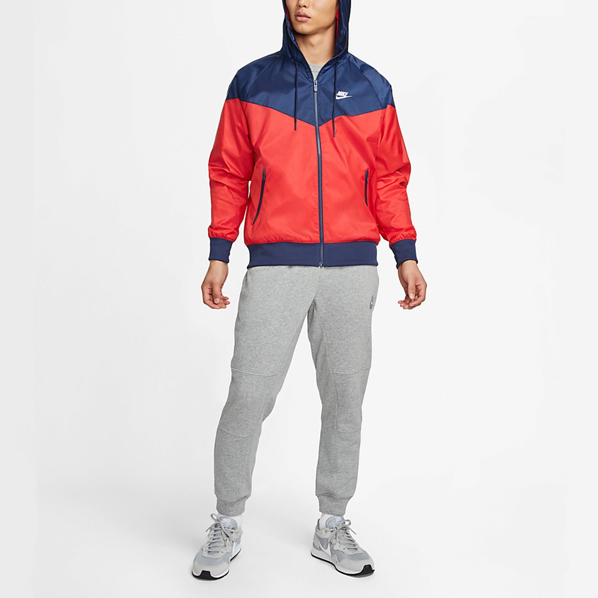 Nike Sportswear Windrunner Colorblock Sports Training hooded Woven Jacket Red DA0002-657