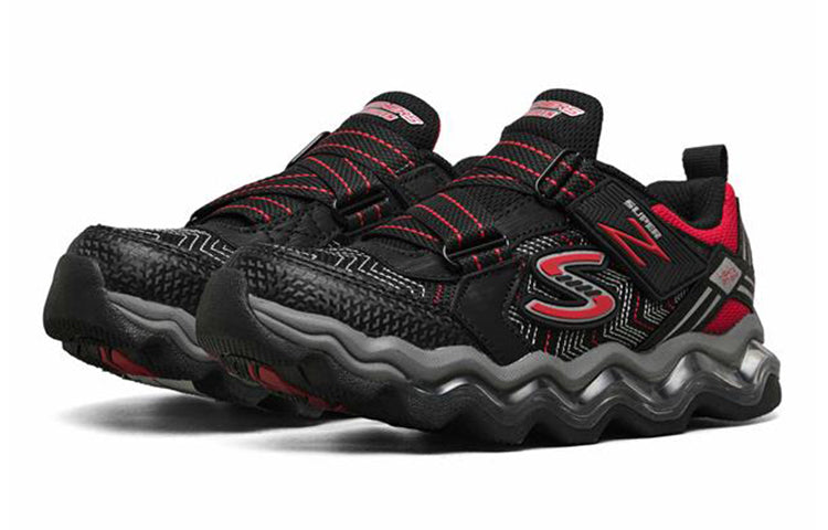 (GS) Skechers Turbowave Non-Slip Wear-resistant Low Tops Sports Shoe Black Red 90736L-BKRD