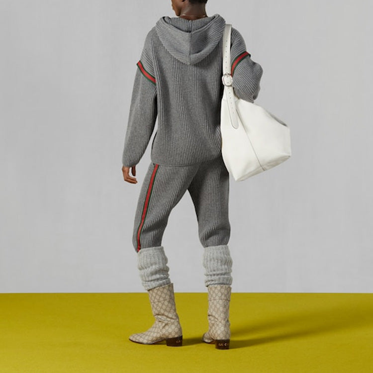 Gucci Wool Cashmere Pants With Web 'Grey' 758113-XKDH3-1160