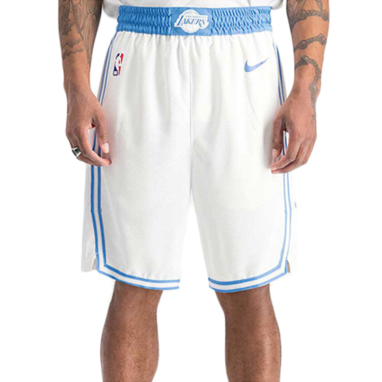 Nike NBA Basketball Sports Shorts SW Fan Edition Los Angeles Lakers White CN1976-100