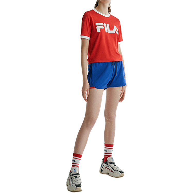 (WMNS) FILA FUSION Alphabet Large Logo Printing Cotton Short Sleeve Red T11W022117F-RD