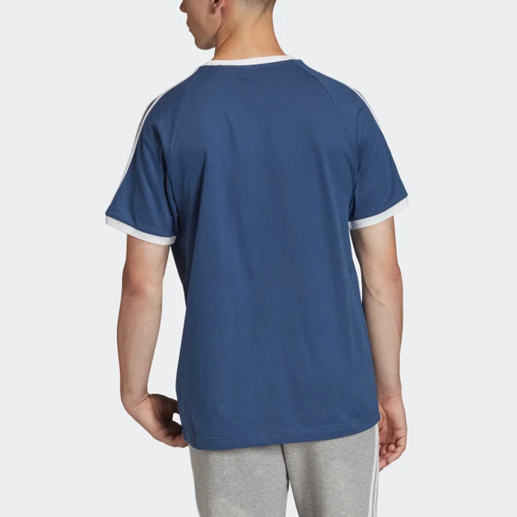 adidas originals 3-Stripes Tee Casual Round Neck Loose Logo Stripe Short Sleeve Ocean Blue FM3772