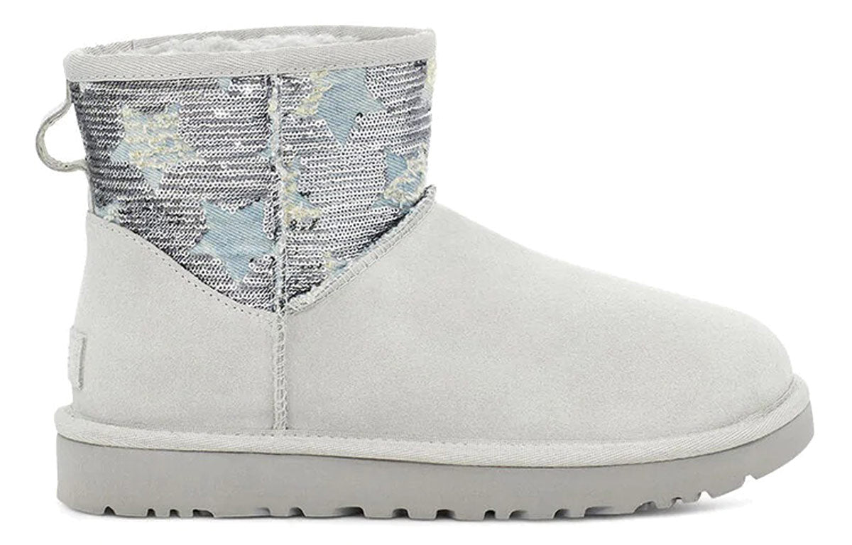 (WMNS) UGG Classic Mini Sequin Stars 'Grey White' 1109441-GRV