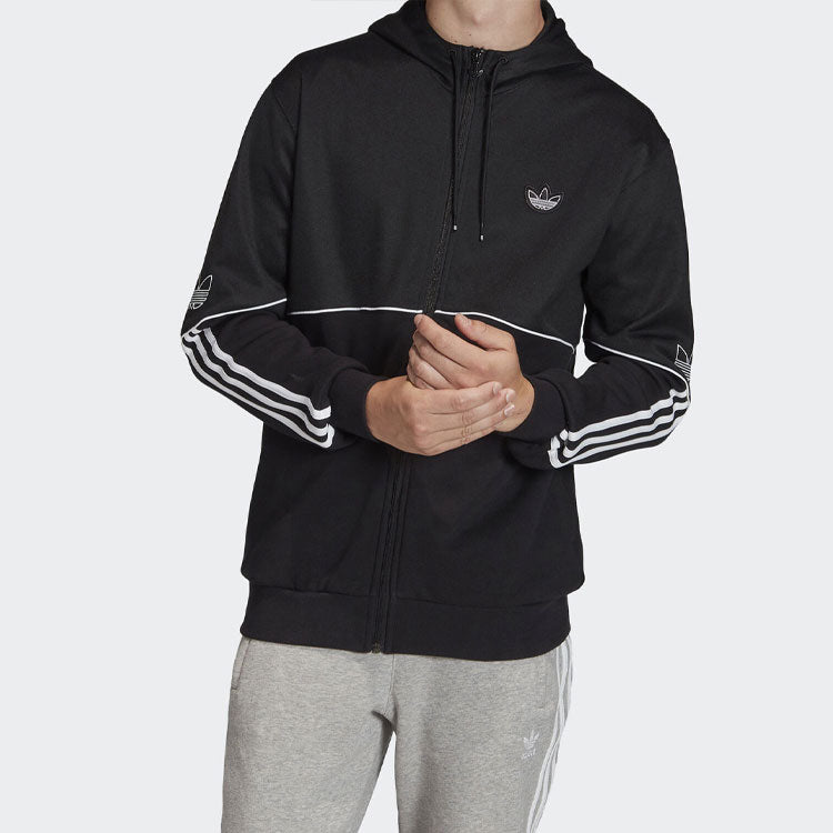 Men's adidas originals Logo Sports Hooded Jacket Black FM3871