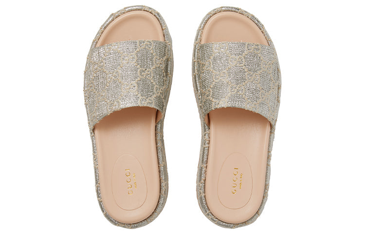 (WMNS) Gucci GG Lame Slide Sandal 'Silver' 623212-2AW00-1066