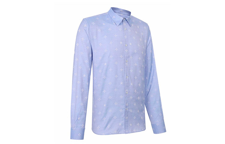 Gucci Bee Star Print Long Sleeve Shirt For Men Blue 452041-Z327C-4910