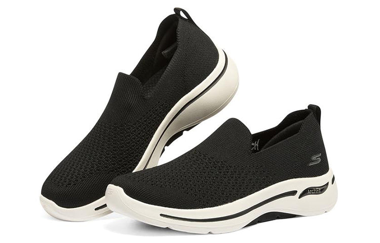 (WMNS) Skechers Go Walk Arch Fit Slip on 'Black White' 124418-BKW