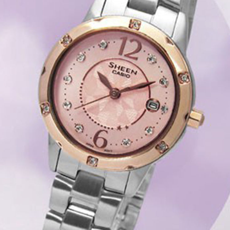 CASIO SHEEN Series Waterproof Silver/Rose-Gold Sports Pink Analog SHE-4021SG-4A