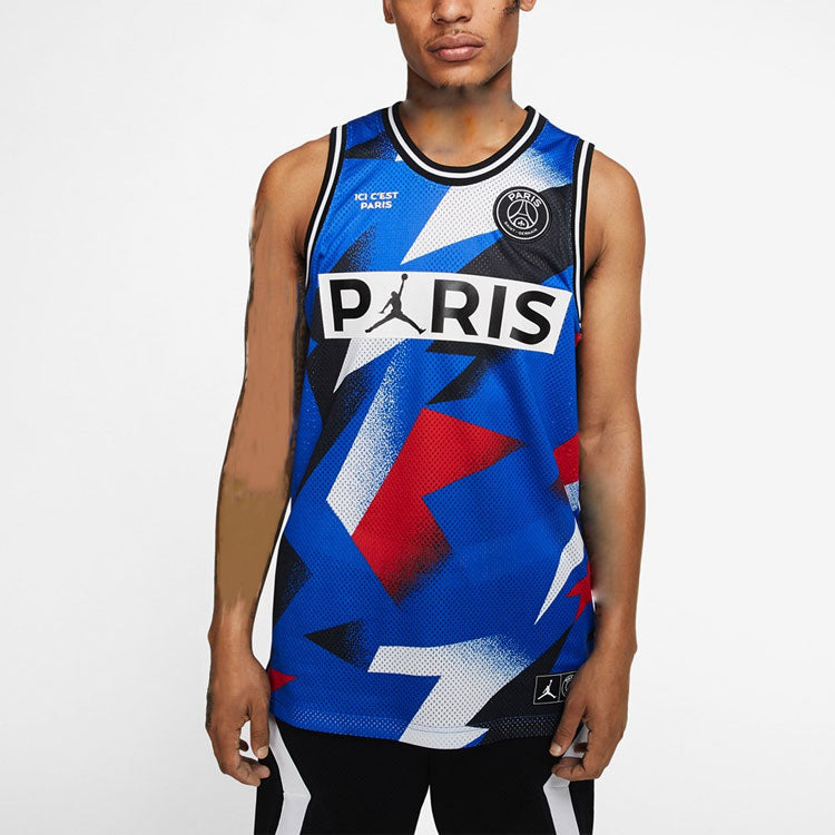 Air Jordan Paris Saint-Germain Contrasting Colors Sports Basketball Vest Blue BQ8356-480