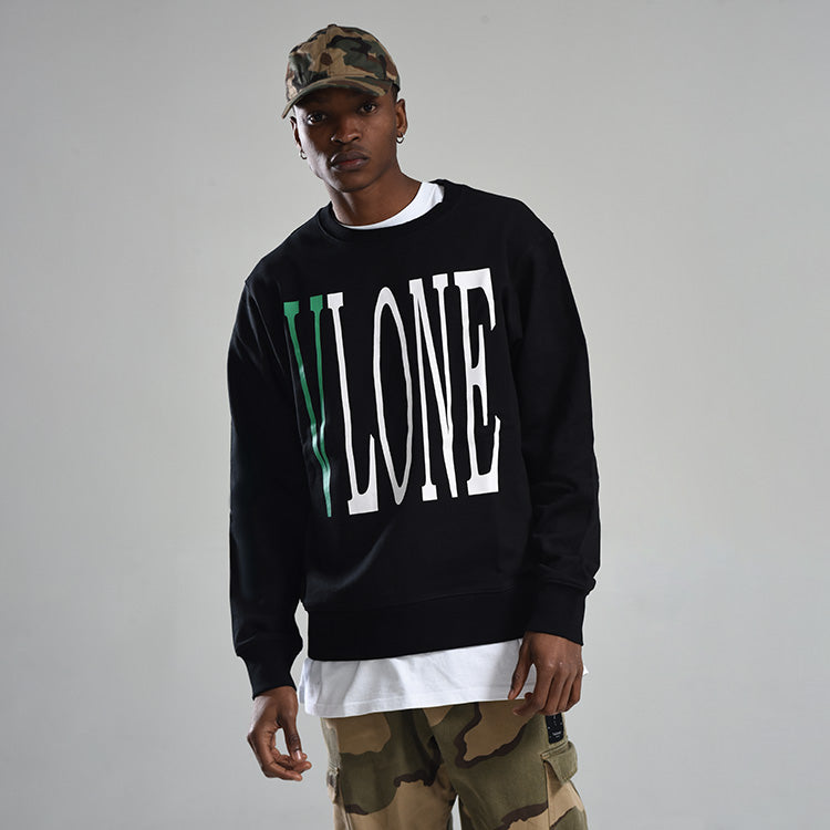 VLONE Staple- Crewneck Classic Printing Round Neck Couple Style Black Green 6941240931645