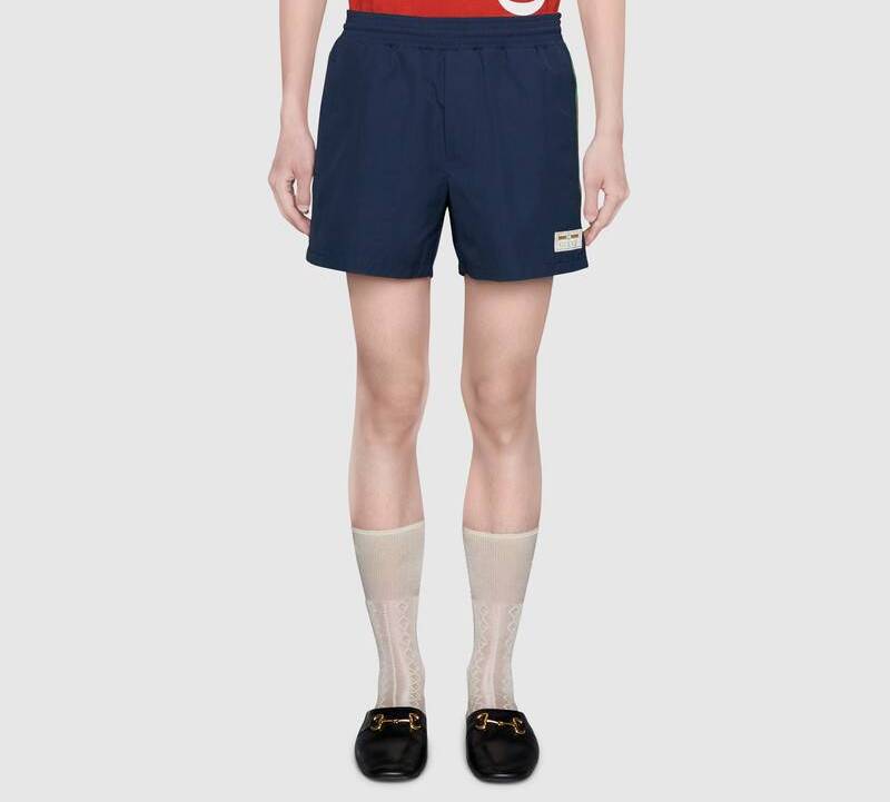 Gucci Ribbon Waterproof Nylon Swimsuit Shorts For Men Navy 599585-XHAB7-4728