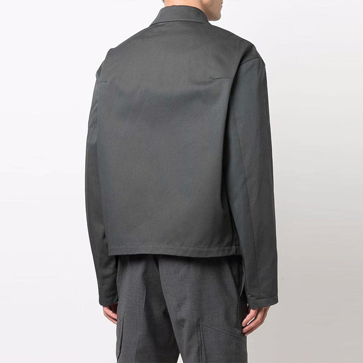 Men's Off-White Zipper Shirt Jacket Loose Fit Dark Grey OMEA296F21FAB0010700