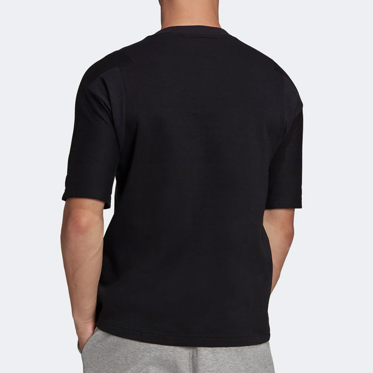 adidas Solid Color Logo Alphabet Printing Sports Short Sleeve Black HB6599