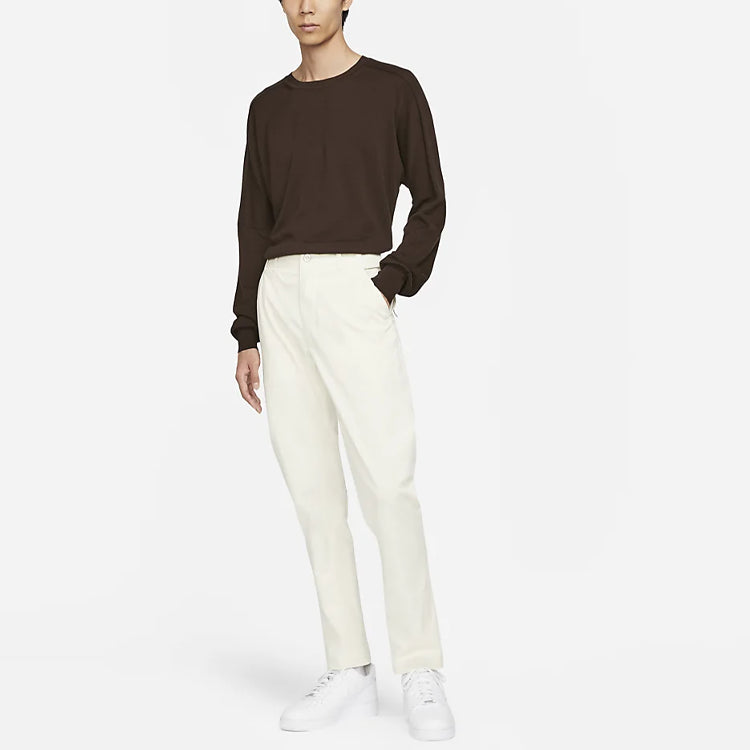 Men's Nike ESC Series Every Stitch Series Solid Color Long Sleeves Round Neck Knitwear Velvet Brown DH2675-295
