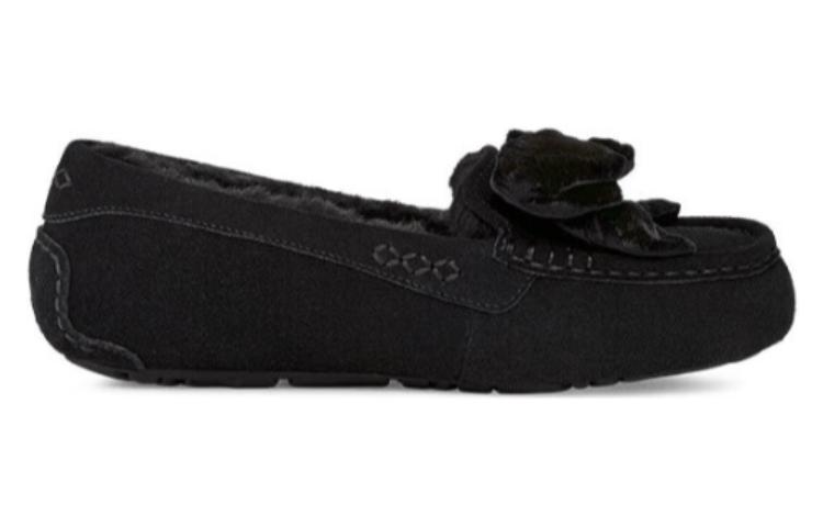 (WMNS) UGG Leisure Fluff Bow Mini Loafers 'Tan Velvet Black' 1138650