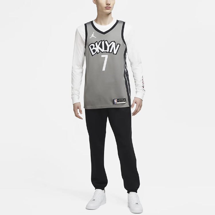 Air Jordan NBA Sports Basketball Vest 2020 Season Brooklyn Nets Durant 7 Jersey Gray CV9469-005