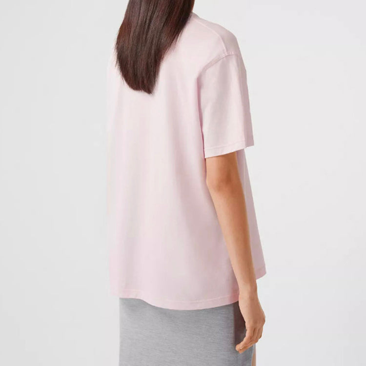 Burberry Quote Print Cotton Oversized Collar Alphabet Slogan Short Sleeve Pink 80295641