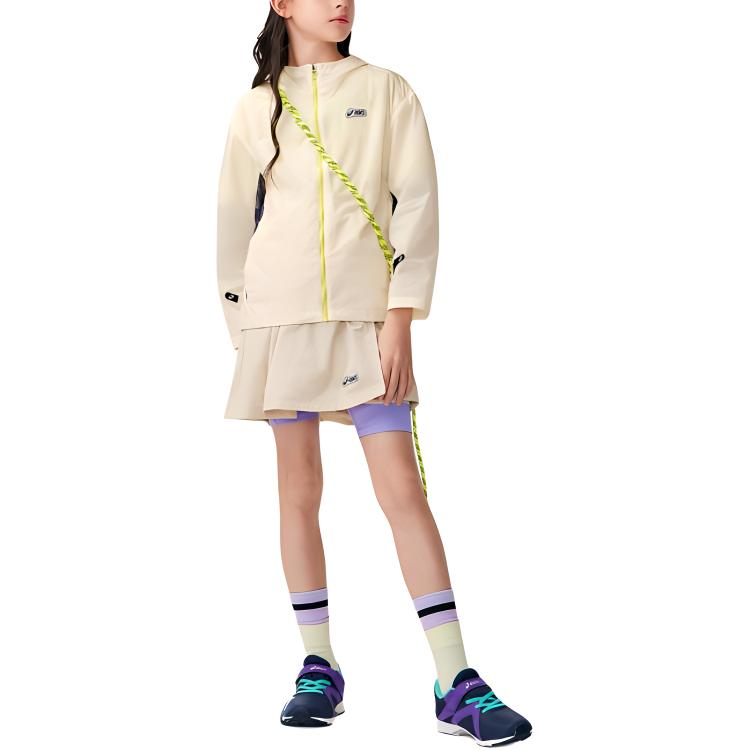 (GS) ASICS Logo Jacket 'Beige Black Yellow' 332241053056-8853