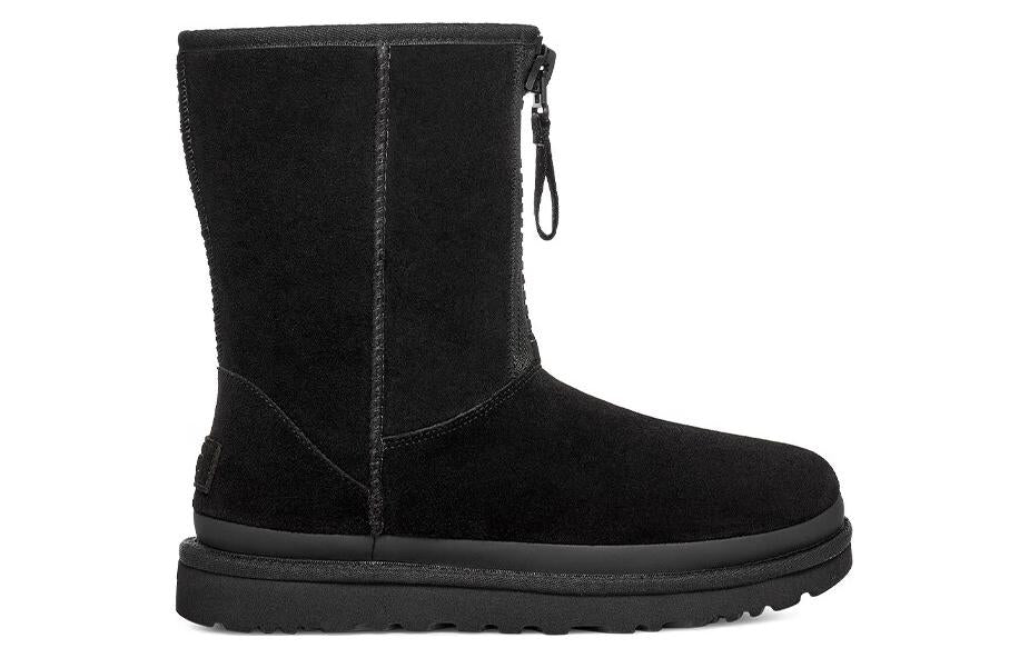 (WMNS) UGG Classic Short Zipper Tape Logo Boot 'Black' 1144035-BLK