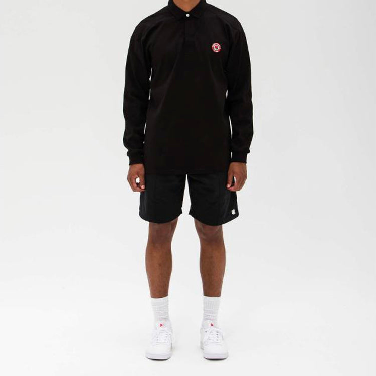 Men's UNDEFEATED Logo Tops Long Sleeves Polo Shirt Black 10042