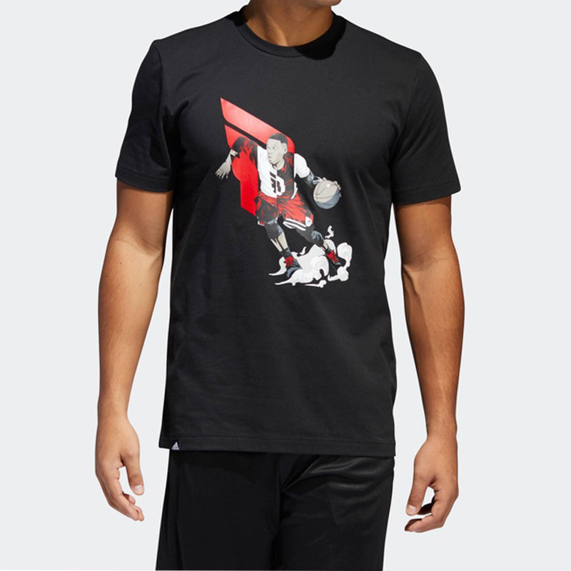 adidas Dame Geek Up Lillard Basketball Sports Short Sleeve Black DU6294