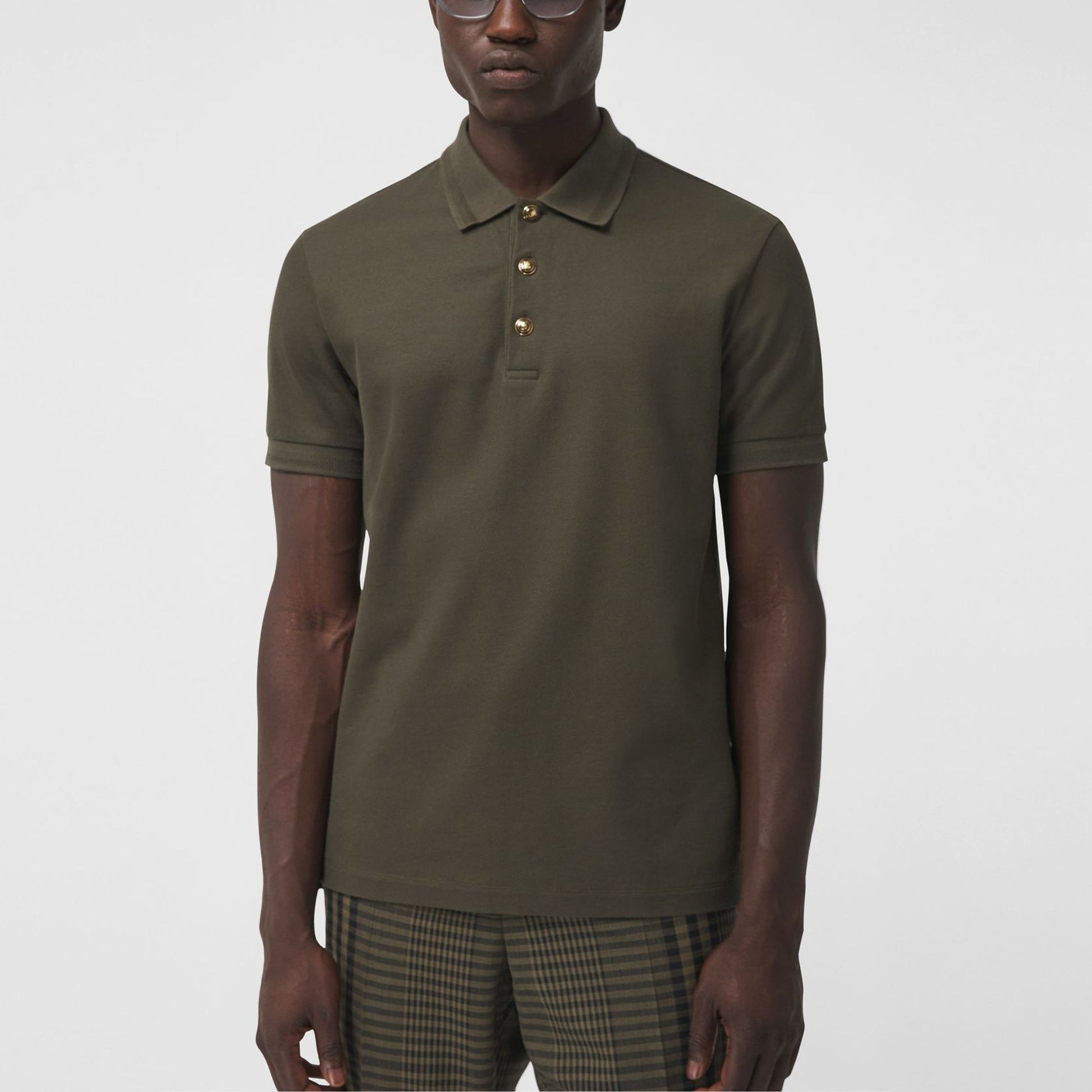 Burberry Net Cotton Polo Male Green 80427541