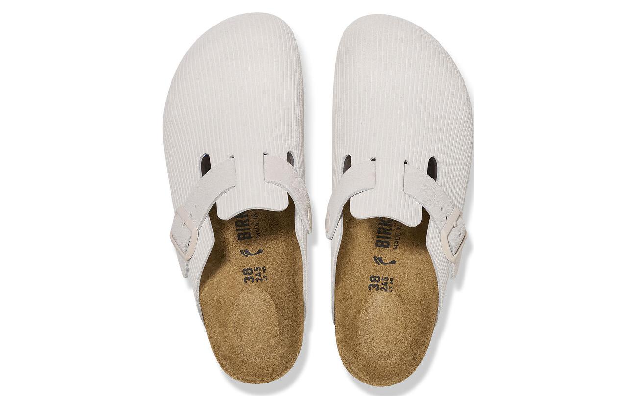 (WMNS) Birkenstock Boston Suede Leather Embossed 'Corduroy Antique White' 1025270