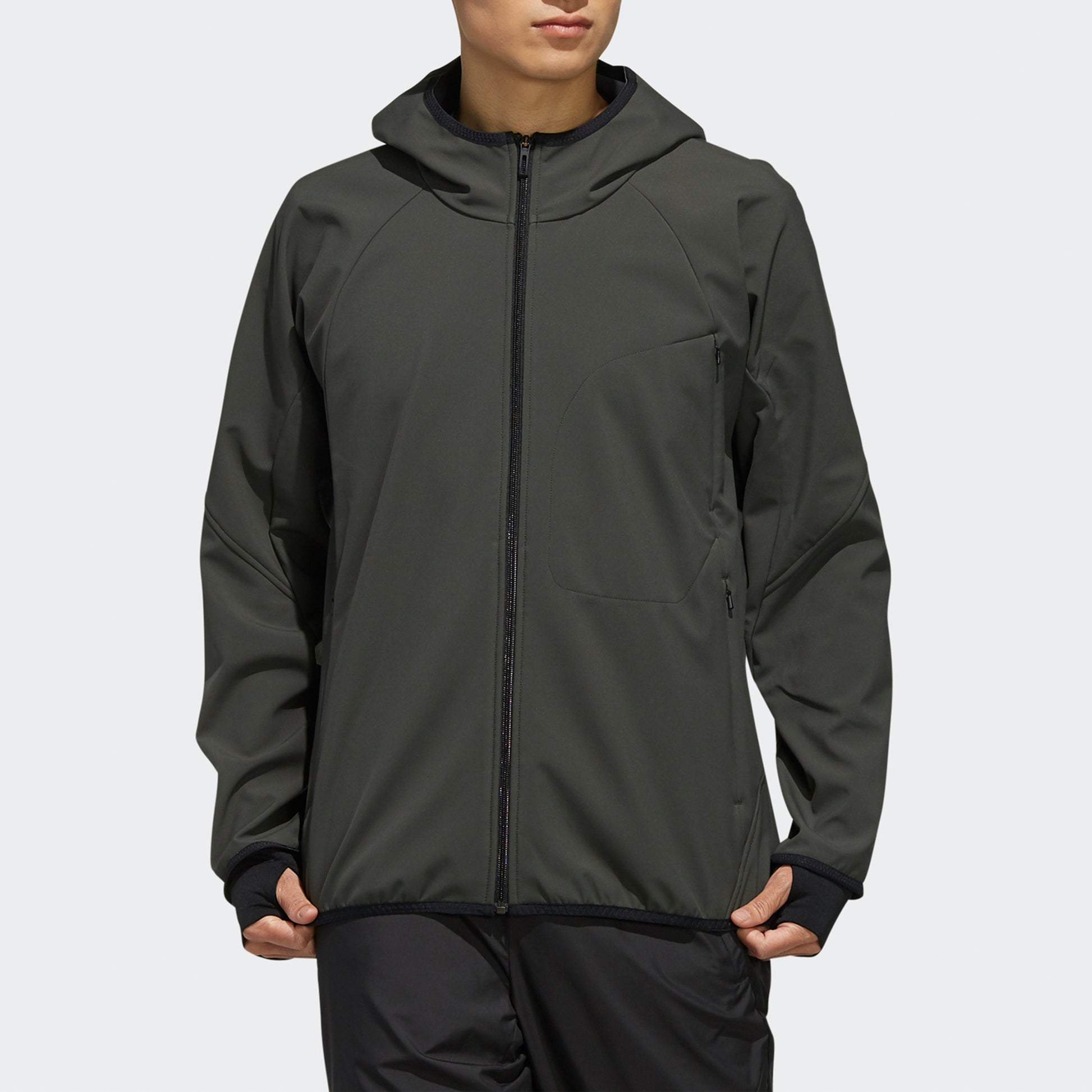 adidas Windproof Fleece Lined Stay Warm Hooded Jacket Brown ED3727