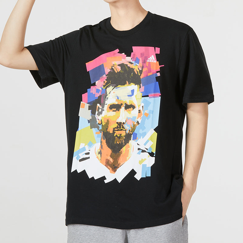 adidas M Messi G T Character Alphabet Numeric Printing Soccer/Football Sports Short Sleeve 1 0 Black HA0931