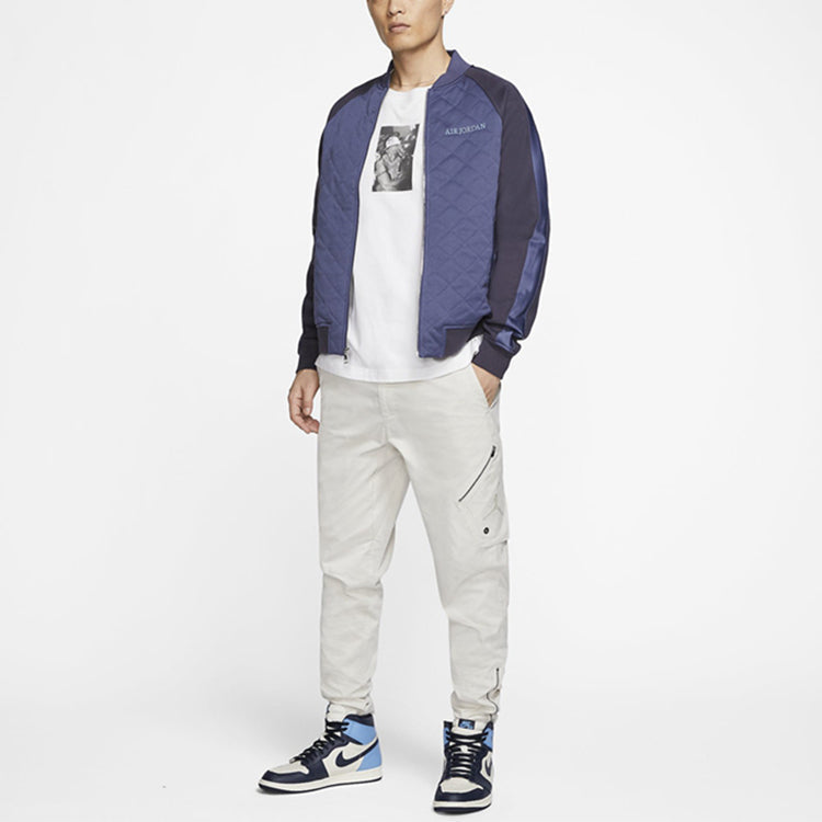 Air Jordan Colorblock Sports Training Stand Collar Casual Jacket Navy Blue BQ5772-557