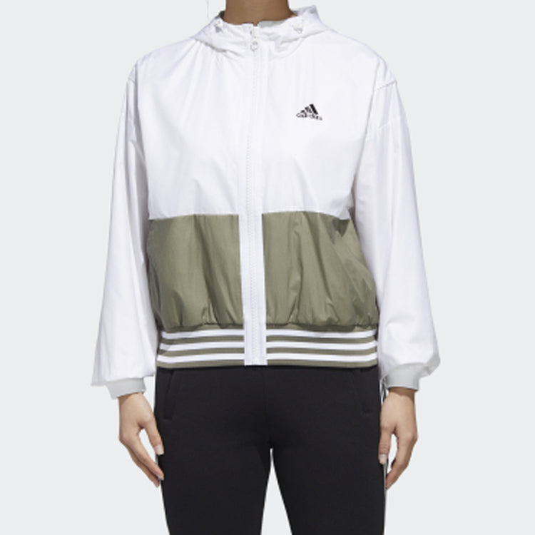 (WMNS) adidas MH FEM WB hooded Splicing Woven Windproof Jacket White GF0129