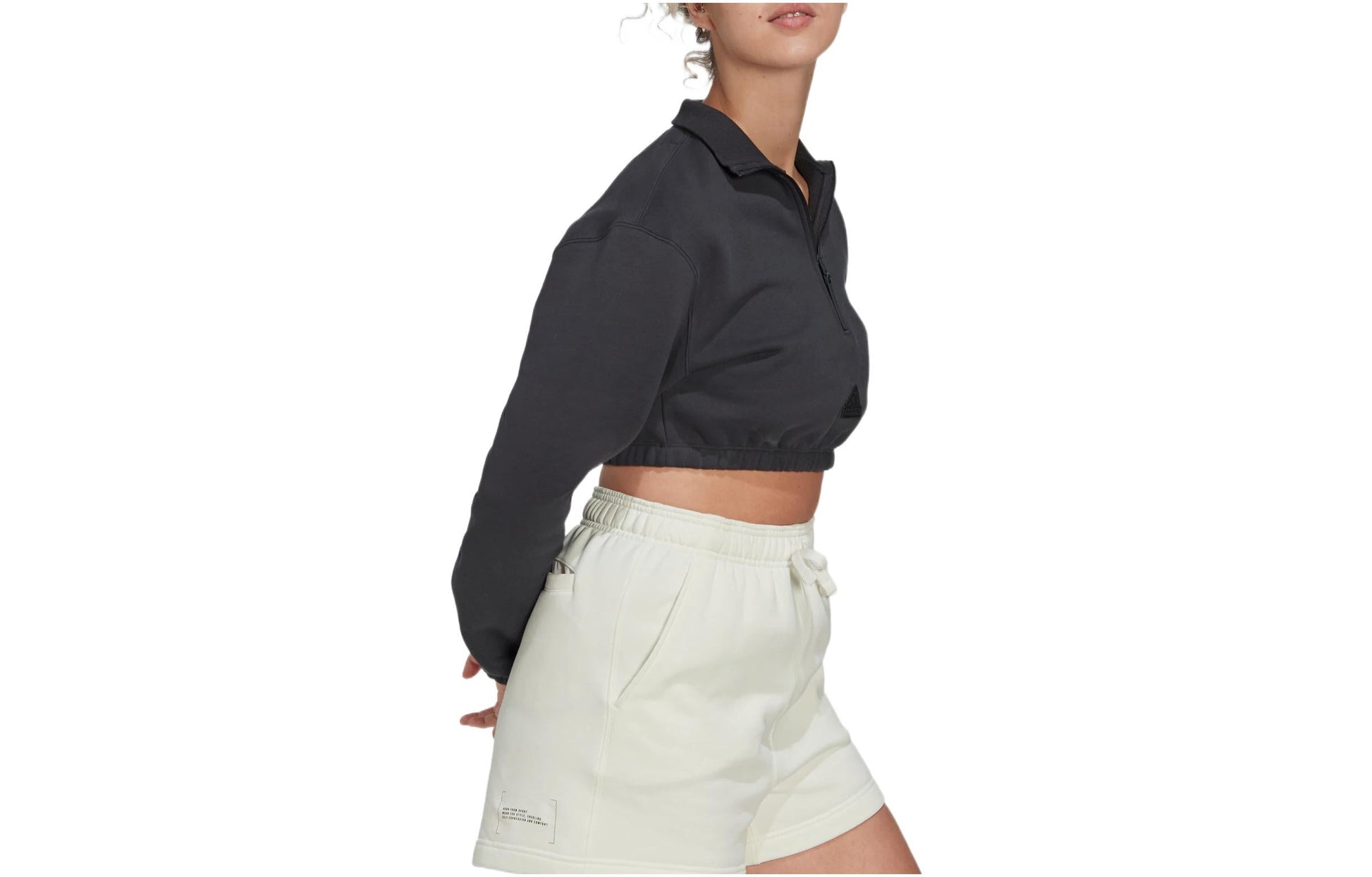 (WMNS) adidas Cropped Half-Zip Sweatshirt 'Black' HG4365