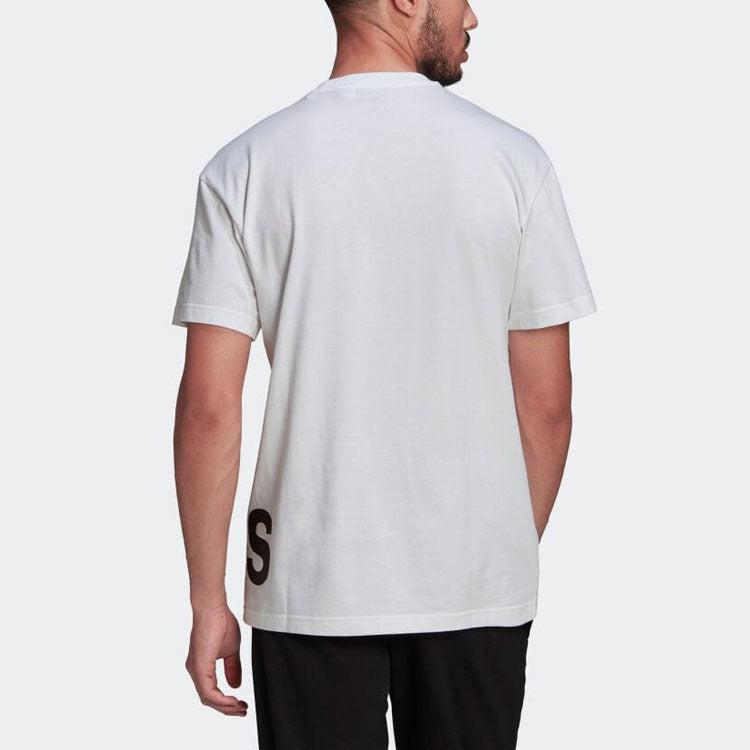 Men's adidas Contrasting Colors Large Lofo Short Sleeve White T-Shirt HE1829