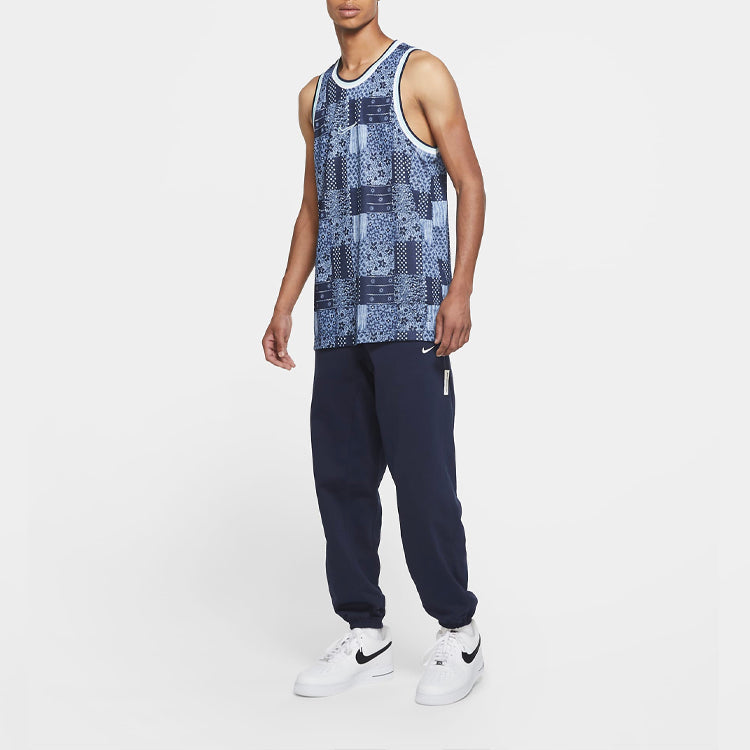 Nike Dri-FIT DNA Knit Quick Dry Plaid Casual Basketball Jersey Blue CK6302-455
