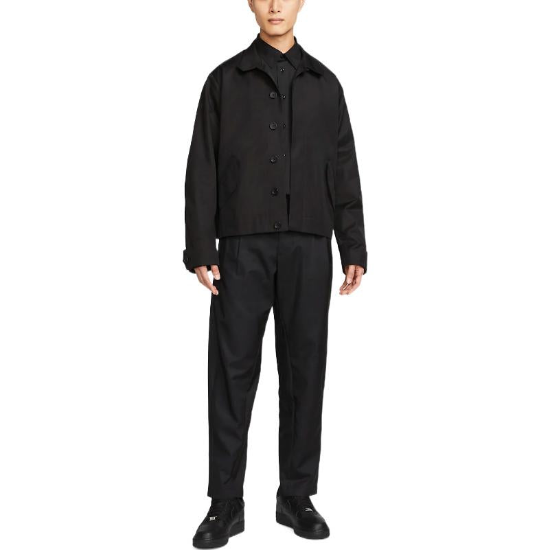 Men's Nike Solid Color Straight Casual Lapel Jacket Black DN4094-010