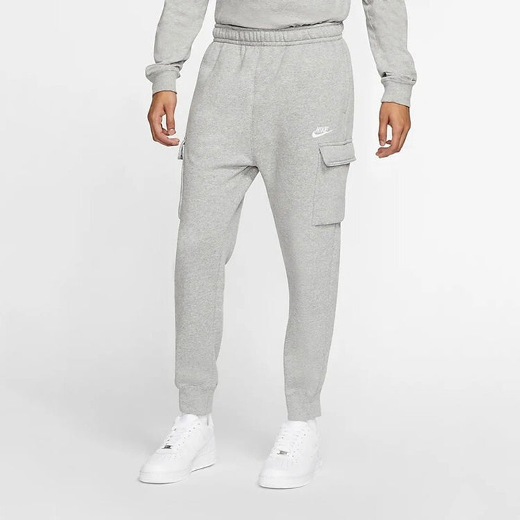 Nike Sportswear Club Fleece Cargo Multiple Pockets Stay Warm Bundle Feet Sports Long Pants Gray CD3130-063