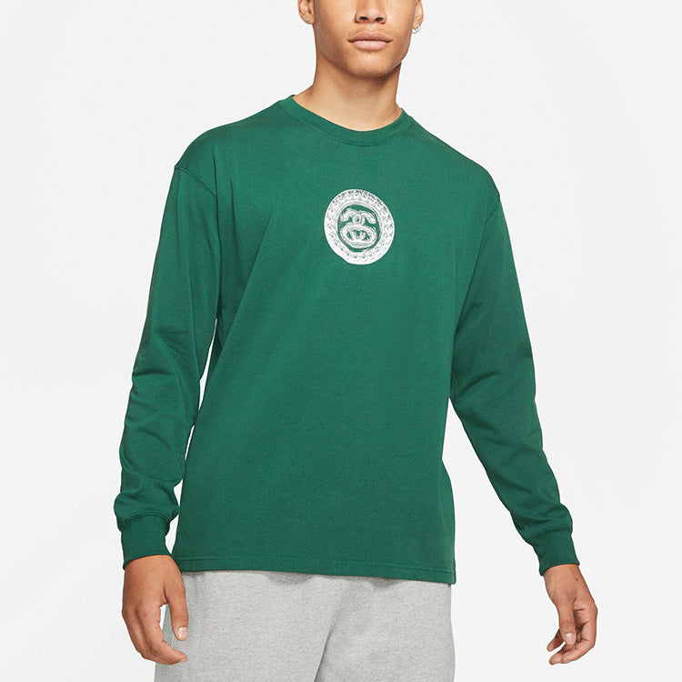 Nike x Stussy Crossover Logo Round Neck Pullover Sweatshirt 'Green' DD3344-341