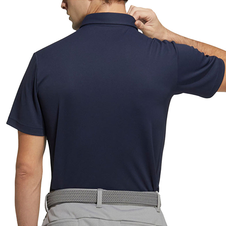 Men's adidas Solid Color Logo Printing Casual Short Sleeve Navy Blue Polo Shirt H64608