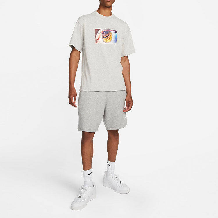 Men's Nike Eye Pattern Logo Printing Round Neck Casual Short Sleeve Gray T-Shirt DX5832-050