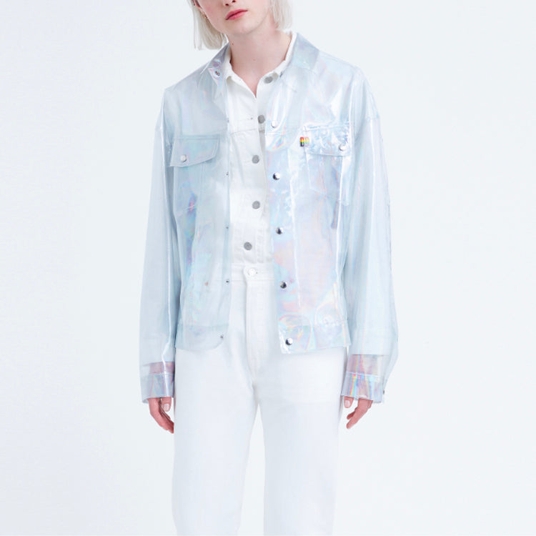 Levis Rainbow Series Logo Pattern lapel Long Sleeves Jacket Unisex White 59989-0003
