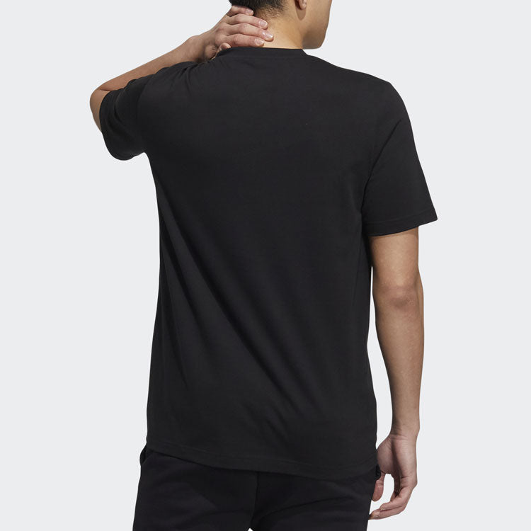 adidas neo Camouflage Logo Printing Sports Round Neck Short Sleeve Black HE4557