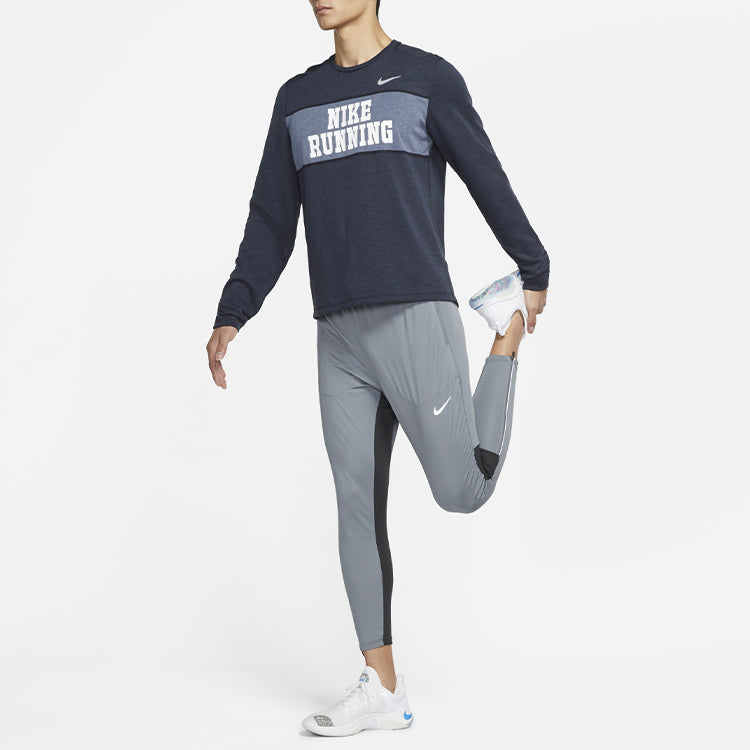 Nike MENS Dri-FIT Heritage Running Sports Printed Crew Neck Blue Dark blue DA3052-011