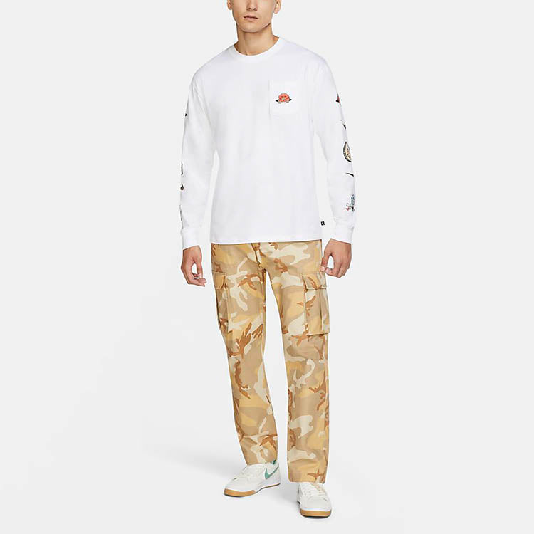 Nike SB Cartoon logo Printing Pocket Skateboard Long Sleeves White CZ6176-100