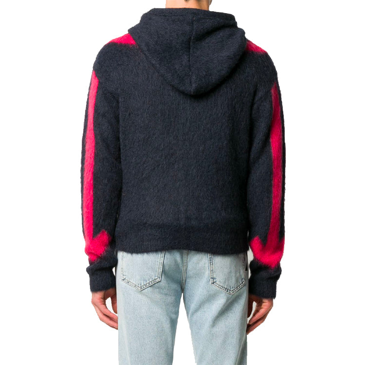 Off-White FW20 Fuzzy Arrows Arrow Hooded Long-sleeve Sweater Men's Black OMHA073E20KNI0020725