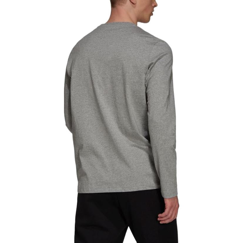 Men's adidas Large Logo Printing Straight Round Neck Pullover Long Sleeves Gray T-Shirt H14623
