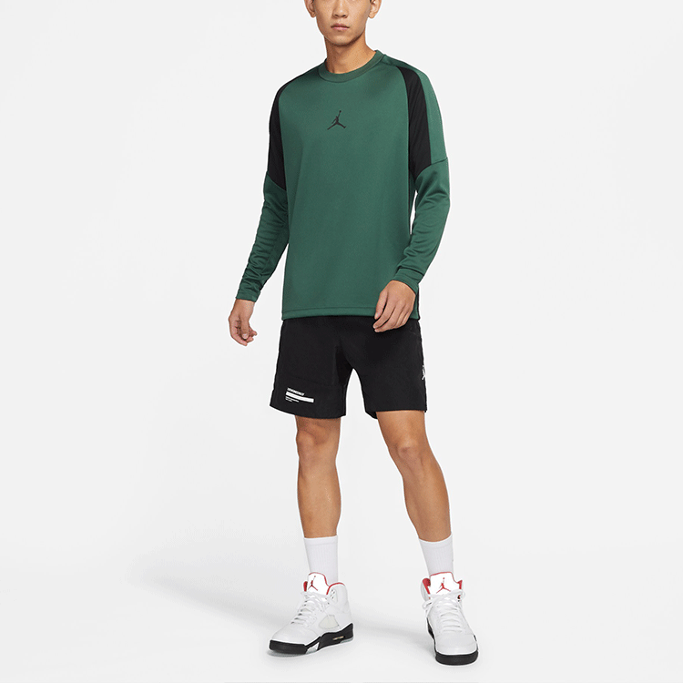 Air Jordan DRI-FIT Logo Printing Round Neck Sports Pullover Long Sleeves Green DC9740-333