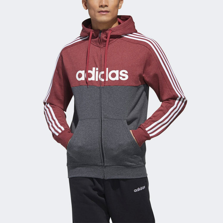 Men's adidas Hooded Sports Red Gray Jacket GD5504