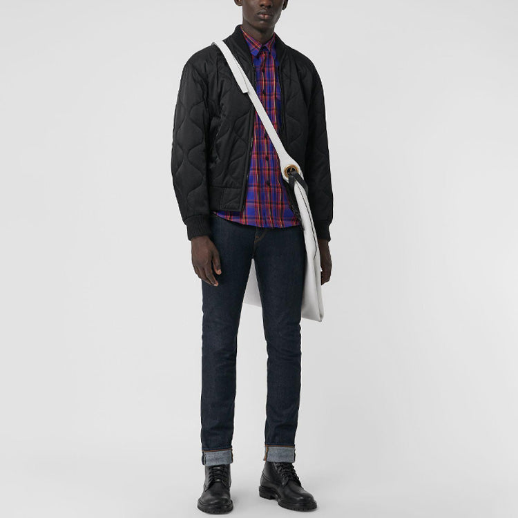 Men's Burberry Plaid Long Sleeves Shirt Blue Red Plaid 80031411